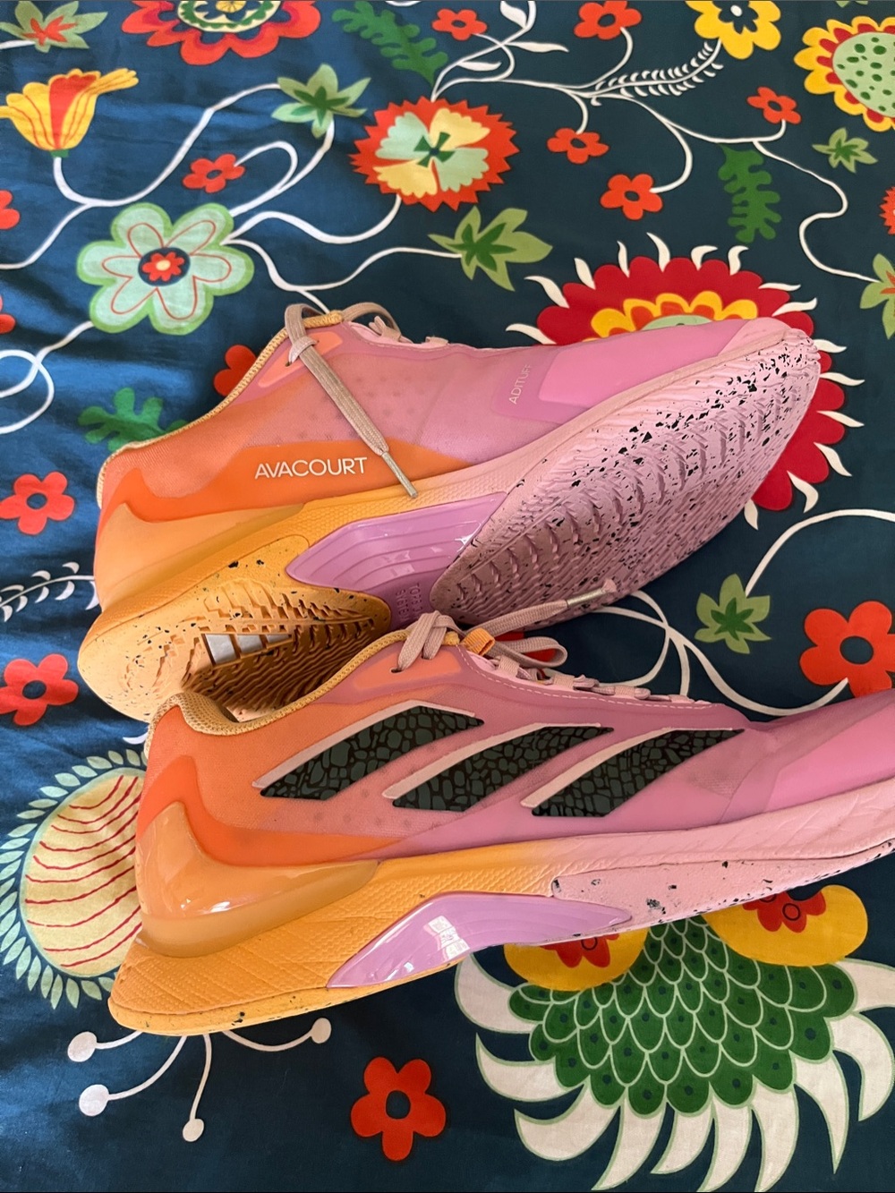 adidas Avacourt Pink and Orange Tennis Shoes sz 9 or 41 1/3 court only